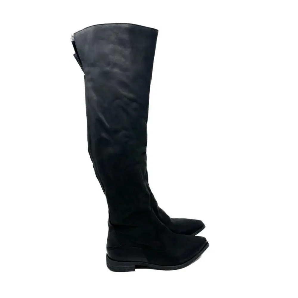 Free People Leather Brenna Black Over The Knee Boots EU 36/US 6